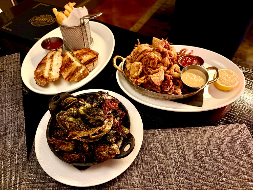 Brussels Sprouts, Pressed Panini and Fried Calamari
